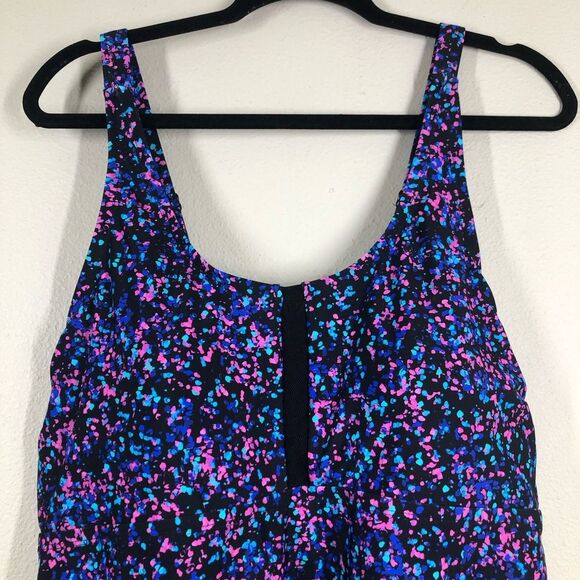 Swimsuits For All Padded Tankini Top Swim Wear Multicolored Confetti Print 18 - Picture 2 of 9